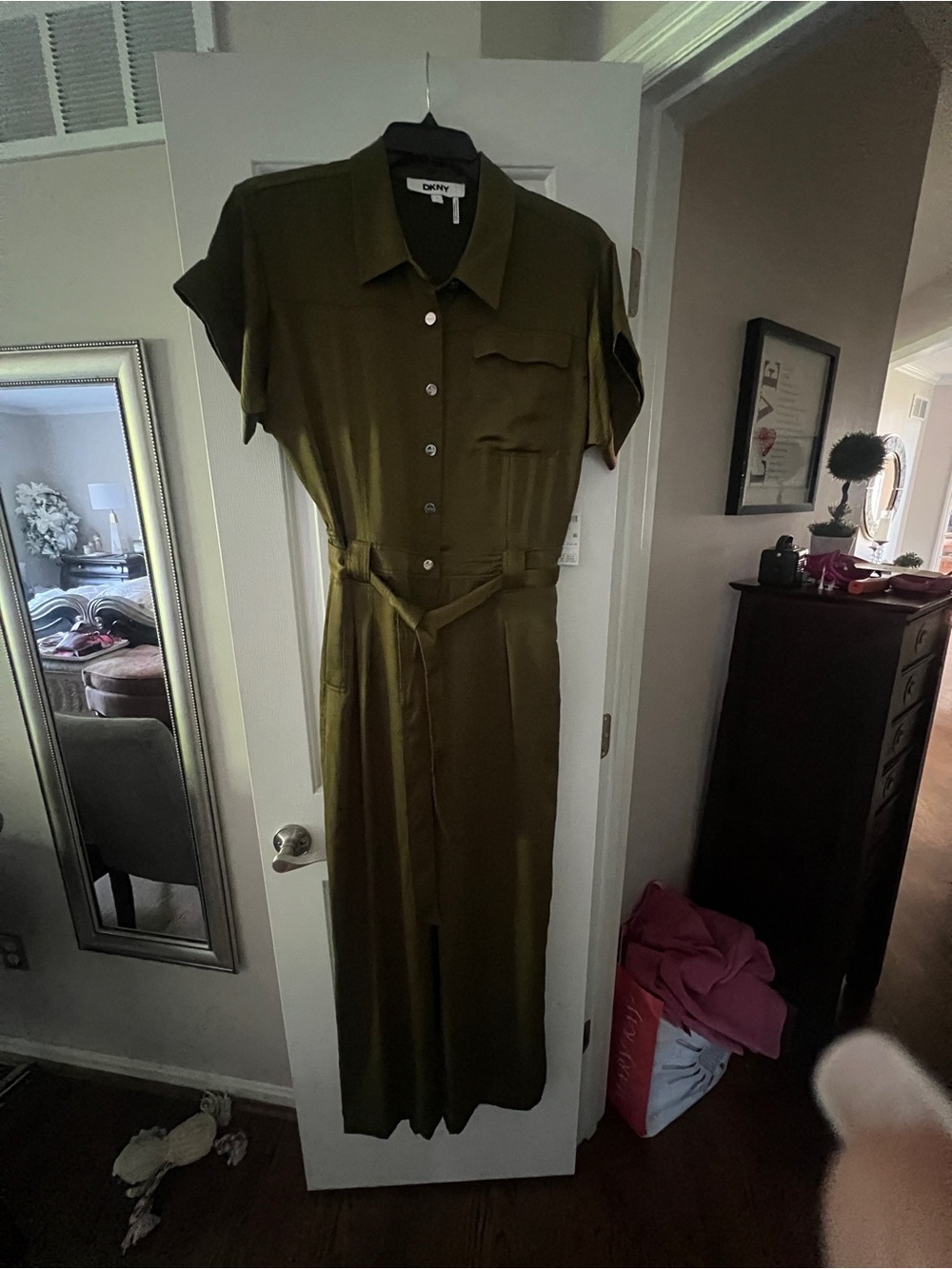 DKNY Olive Utility Belted Jumpsuit